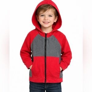 MTA Sport Boys Full Zip Hoodie Sweatshirt Jacket Size XS (5) Red Gray